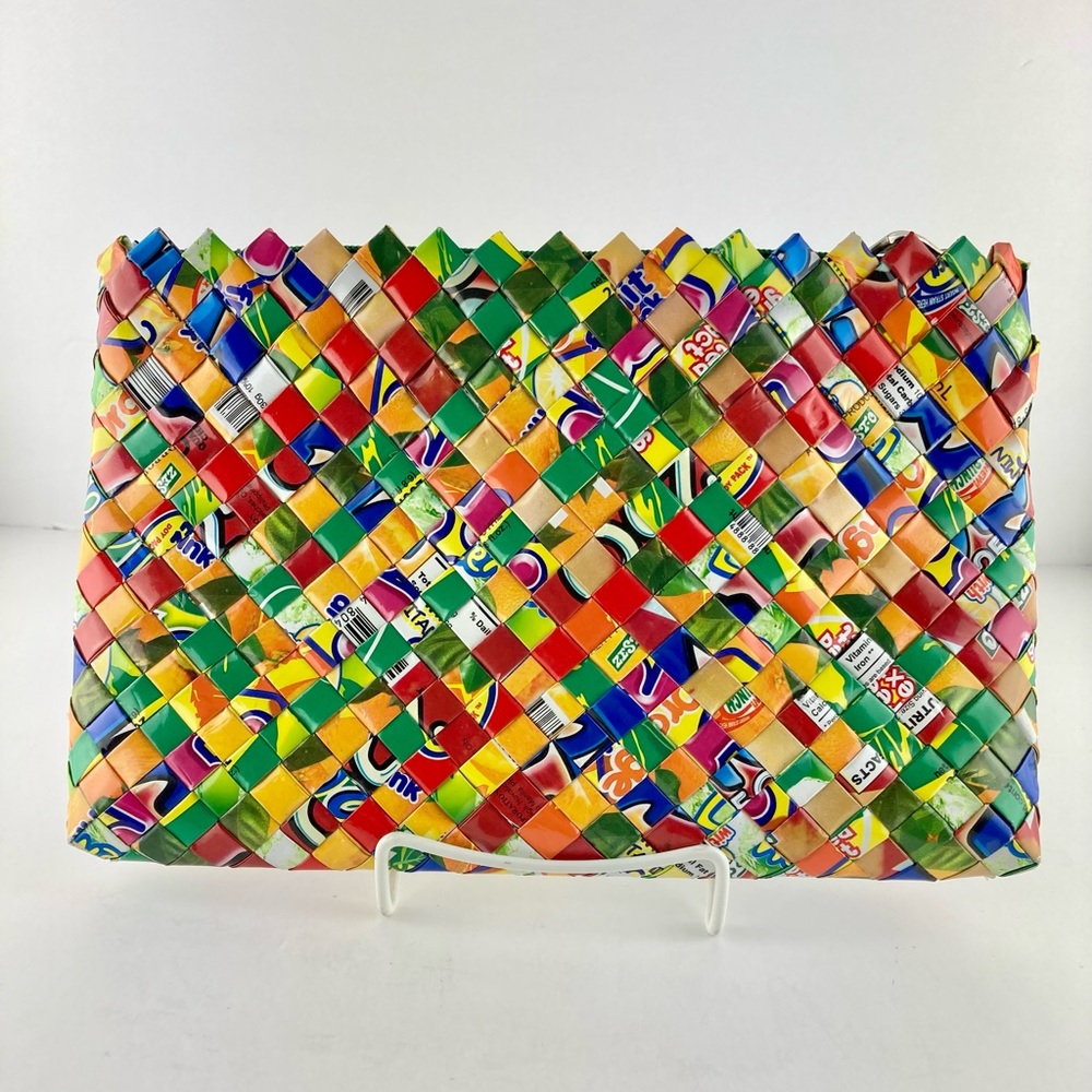 Gum Candy Wrapper Folded Zip Top Clutch Purse Wallet Recycled Plastic - Picture 2 of 7